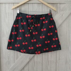 JESS LEA-Black Skort Red Cherry Print Size Medium-NWT